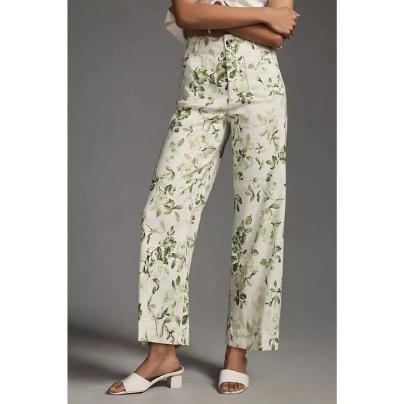 NWT Maeve The Colette Cropped Wide-Leg Linen Pants Size Plus 26W Green #7F401 - Picture 3 of 10